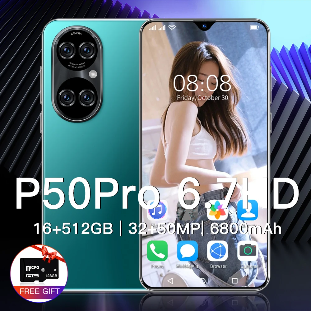 

Смартфон 6,7 HD P50 Pro, 16 ГБ ОЗУ 512 Гб ПЗУ, 6800 мАч