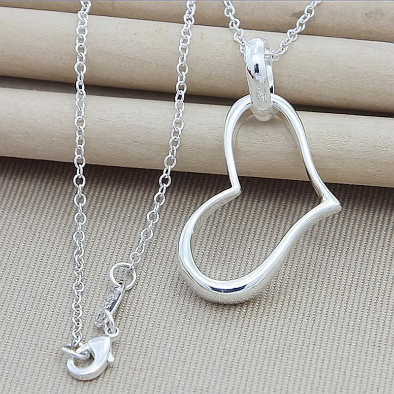 

Модные украшения 925 серебро сердце любовь кулон ожерелья ювелирные изделия для женщин и девочек оптом Бесплатная доставка N307