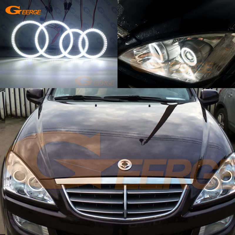 Для Ssangyong Kyron 2005 2014 ультра яркий SMD СВЕТОДИОДНЫЙ ангельские глазки набор колец