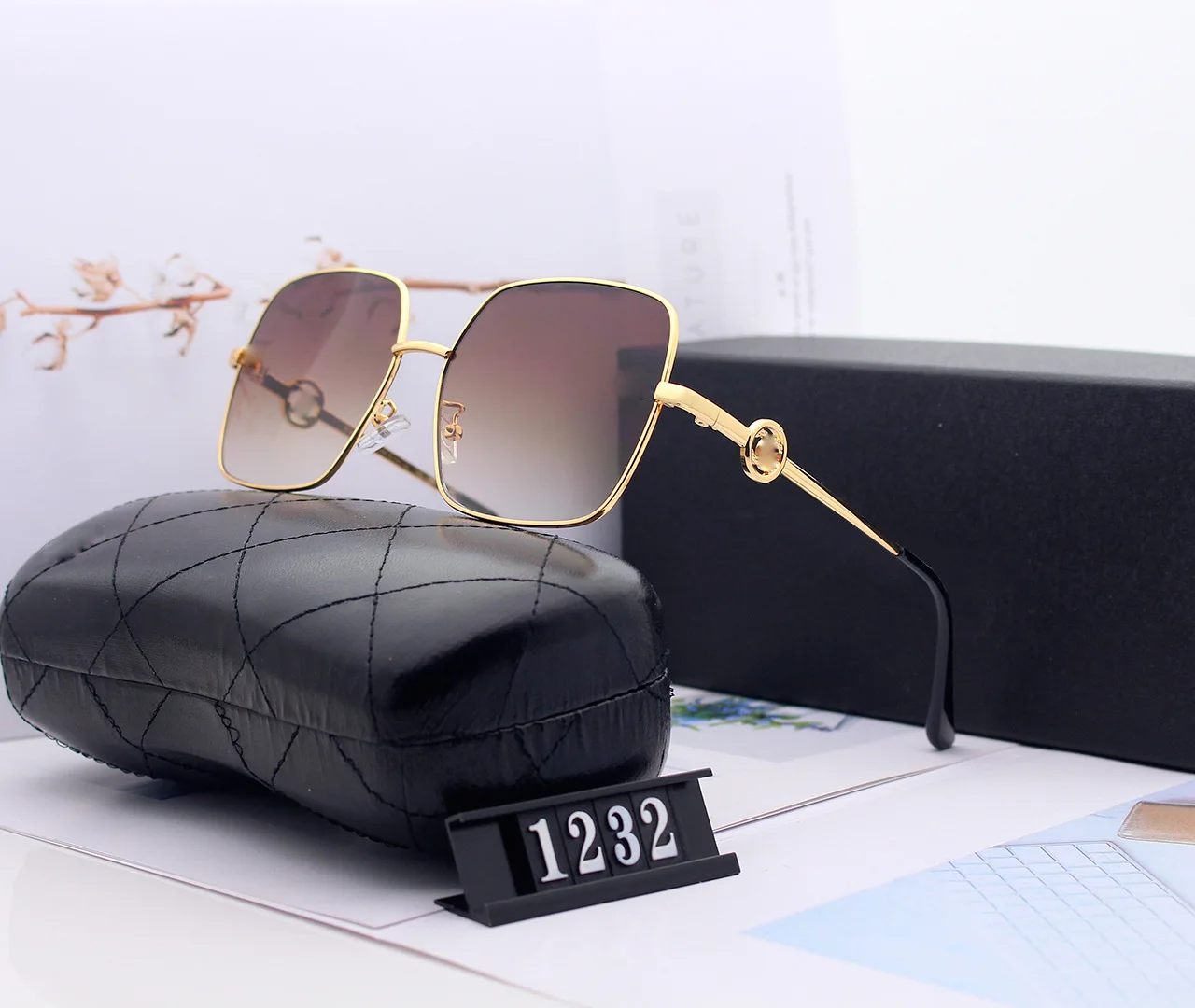 

Designer Original Brand Polarized Gradient Sunglasses Women Men Rimless Square Vintage Trimming Shades Glasses Outdoor Eyewear