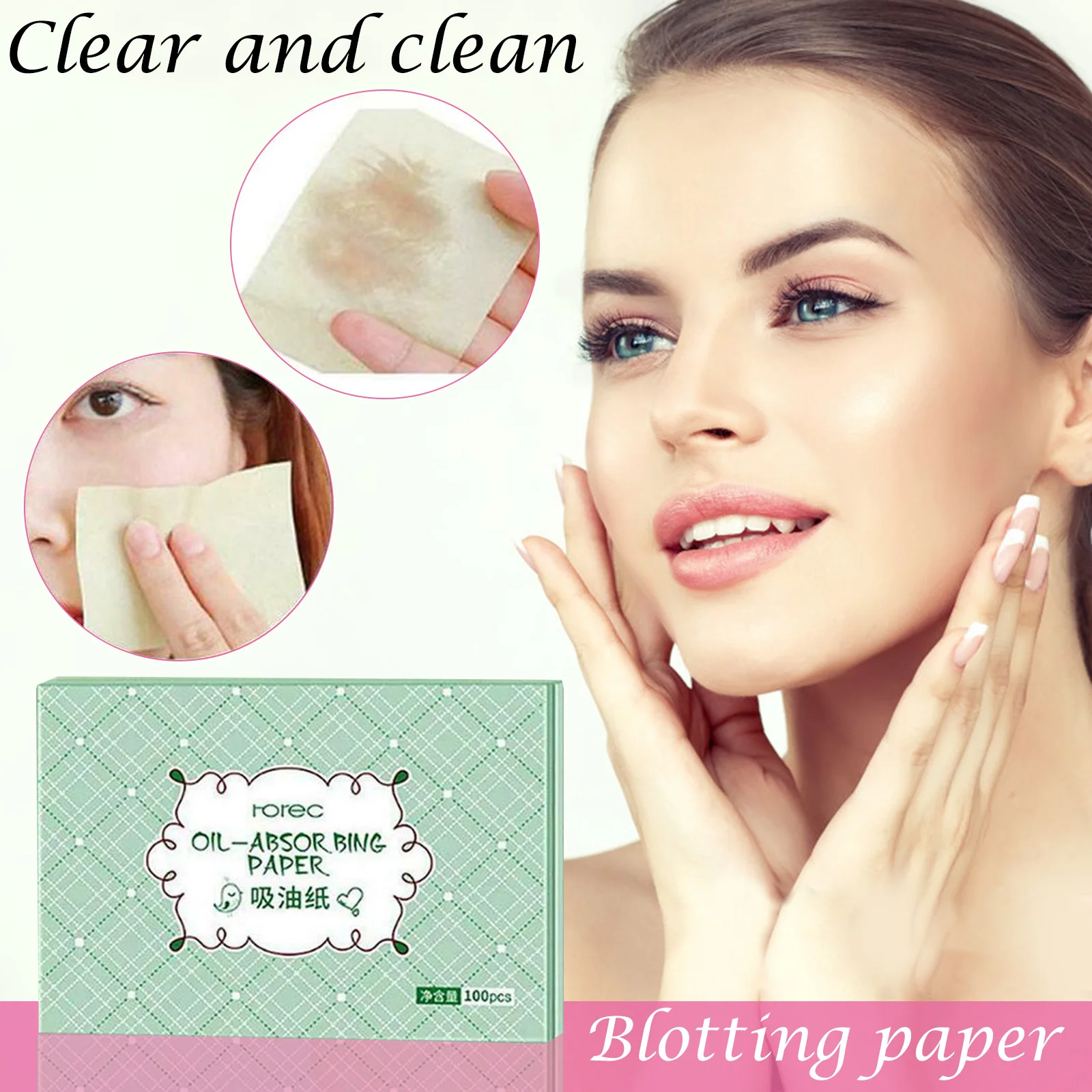 

High Quality 100pcs Facial Oil Control Absorption Sheets Tissue Face Blotting Paper Skin Grease Face Care