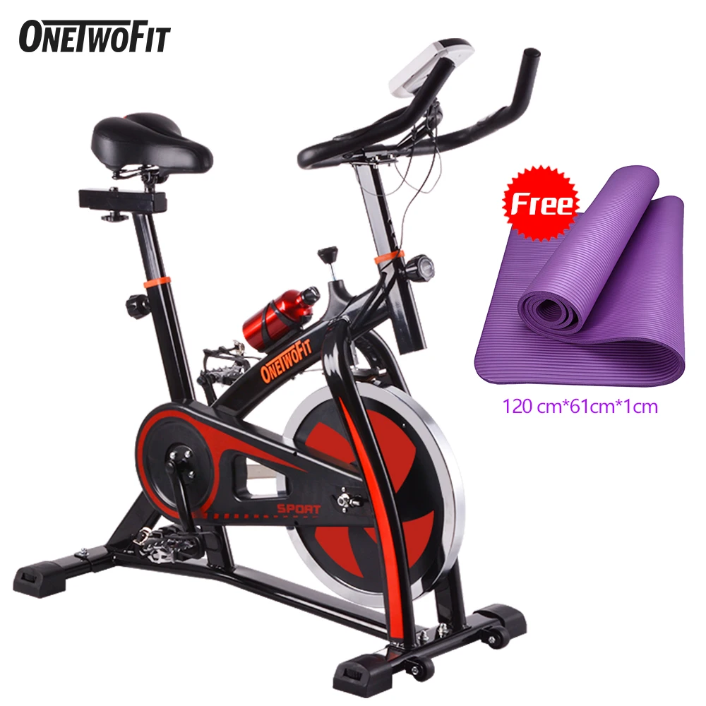 

OneTwoFit Exercise Bike Indoor Studio Cycles Training Bike Fitness Cycling with Adjustable Handlebars & Seat and LED Display