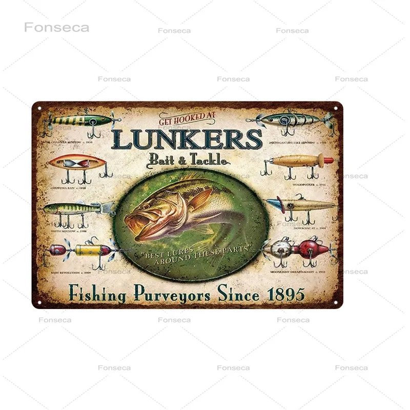 С изображением морских рыб металлический знак доска винтажный постер пластина