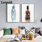 Современный модный постер на холсте с изображением винной бутылки, скандинавский абстрактный перелив винной бутылки, живопись, роспись, декор для гостиной и кухни