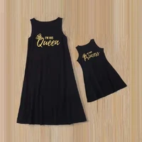 family set sleeveless mother daughter matching dresses queen princess mom mum baby mommy and me clothes women girls cotton dress