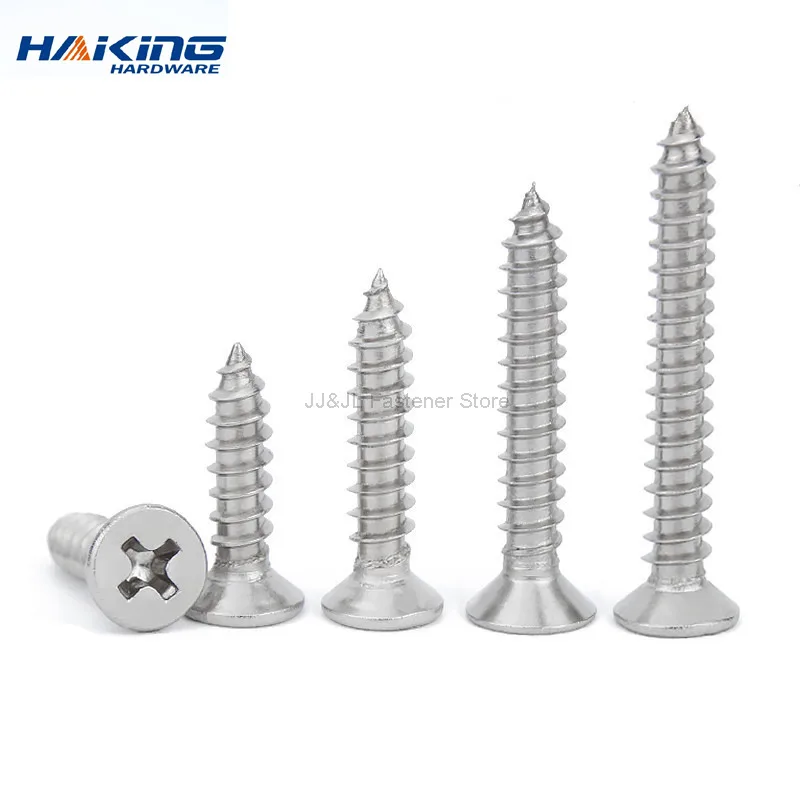 Cross Flat Head Self-tapping Screws M1.2 M1.4 M1.7 M2 M2.3 M2.6 M3 M3.5 M4 M5 M6 Stainless Steel Phillips Screws Furniture Screw