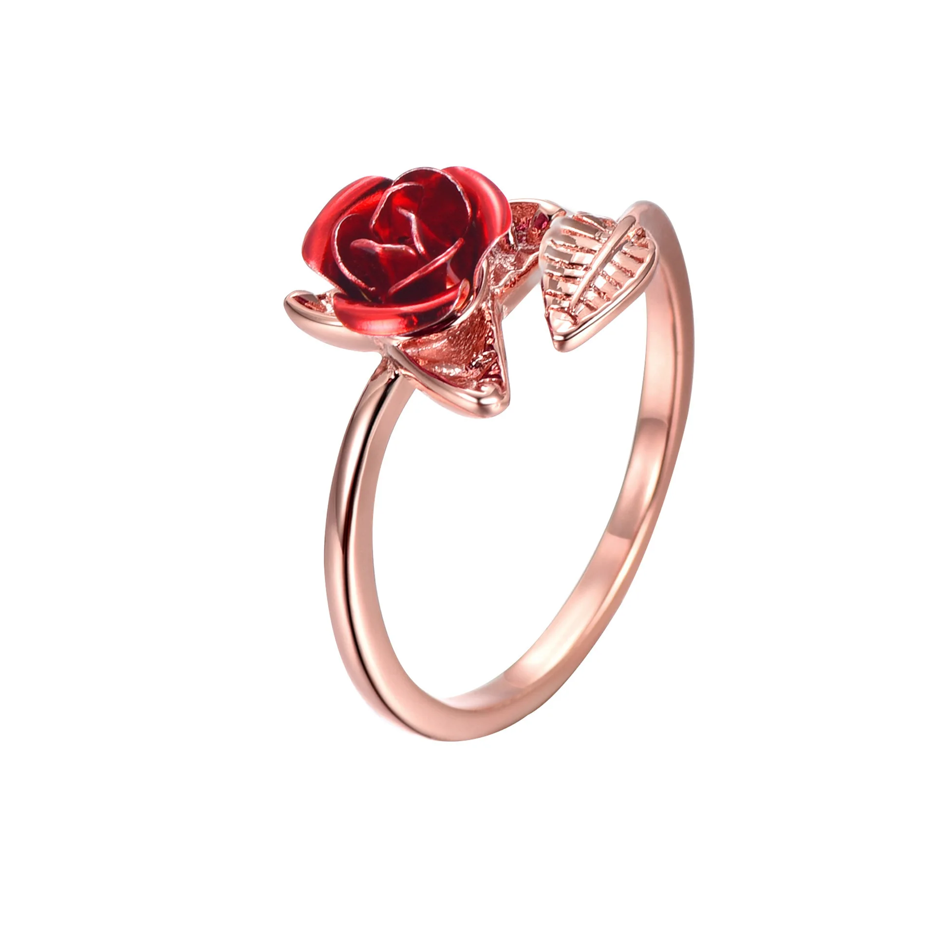 

2021 New Simple and Fashionable Rings Rose Flower Open Rings for Women Daily Birthday Party Anniversary Gift