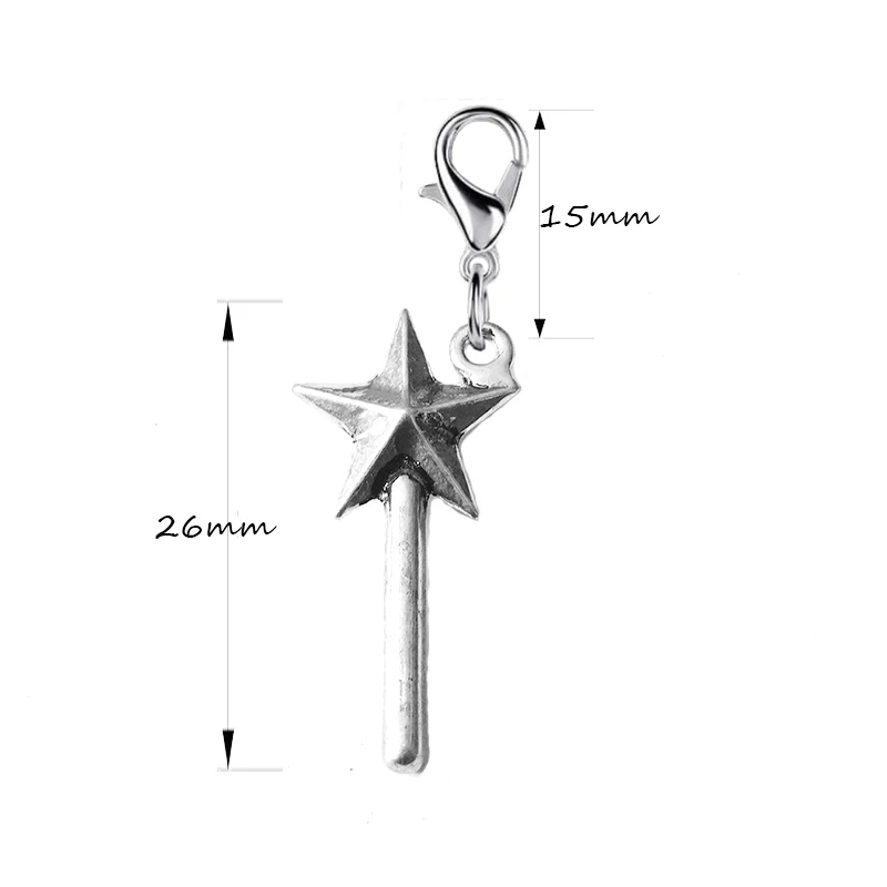 Волшебная палочка брелок покрытие антикварным серебром с 11 мм застёжкой