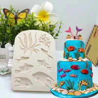 fish seaweed coral lace shape silicone mold kitchen baking decoration tool resin diy cake chocolate candy fondant moulds