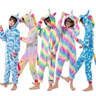 Фланелевая пижама Кигуруми для детей 4, 6, 8, 10, 12 лет, детские ночные рубашки, пижамы для мальчиков и девочек с единорогом