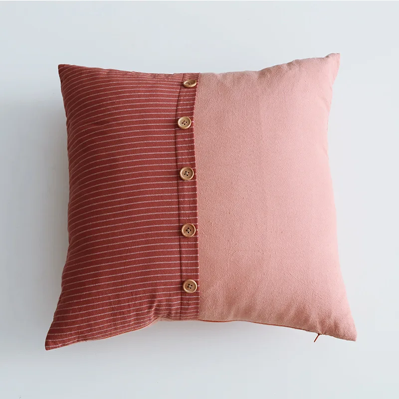 Новейшая прошитая наволочка для подушки хлопковая комбинированная с пуговицей