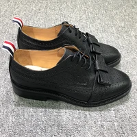 tb thom shoes spring autunm women shoes black pebble grain classic longwing brogue bowknot lace up fastening leahter shoes