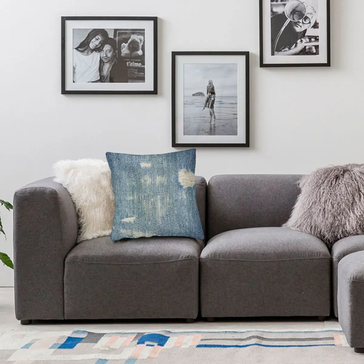 

Denim Jeans Pillow Case Decoration Pattern Cushions Throw Pillow for Living Room Polyester Double-sided Printing Unique