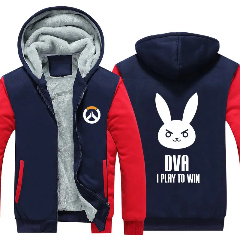 Blue and Red 5 Dva OW Overwatch Mercy Mei зимняя куртка на молнии из плотного флиса уличная Толстовка Спортивная толстовка с капюшоном костюм для косплея - Цвет: Blue and Red 5