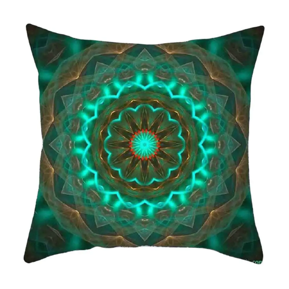 

45*45cm Single-sided Peach Skin Ethnic Indian Mandala Decorative Sofa Pillowcase Car Pillowcase E0Z9