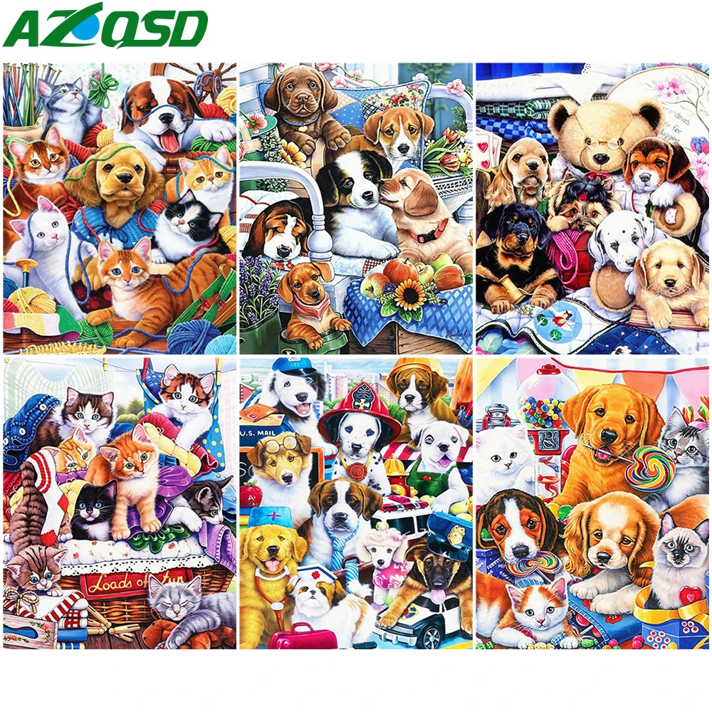 

Картина AZQSD по номерам наборы животных Картина на холсте DIY уникальный подарок Раскраска по номерам собак 40x50 см украшение для дома