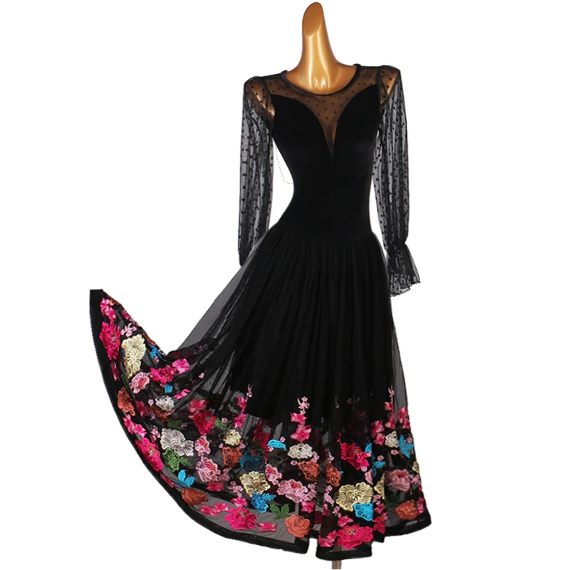 

Standard Ballroom Dance Dress Lady 2021 Long Sleeve Performance Dancing Wear Women Tango Waltz Ballroom Competition Dresses