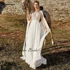 Белое платье в стиле бохо Lakshmigown Свадебные платья длинная шифоновая накидка 2022 Robe Mariee Courte A Line Свадебные платья с открытой спиной