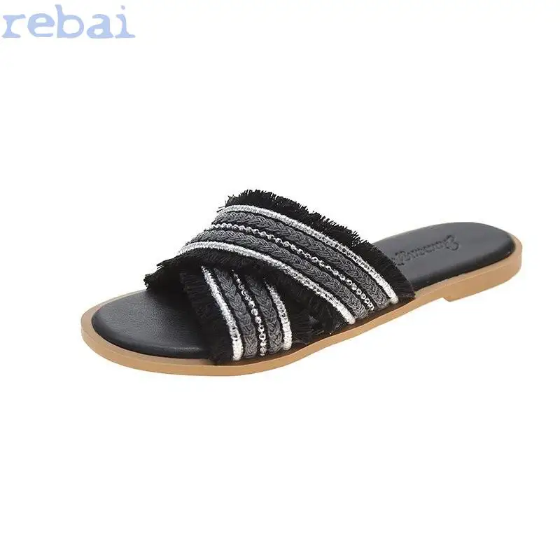 

new 2021 women beach rubber slippers shoes woman flip flops female rhinestone sildes candy sandals outdoor flats wholesale drop