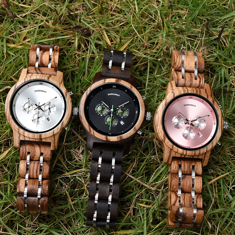 DODO DEER Wood Watch for Women Luminous Hand Chronograph Ladies Female Wristwatches Calendar Date Display Multifunction Gift enlarge