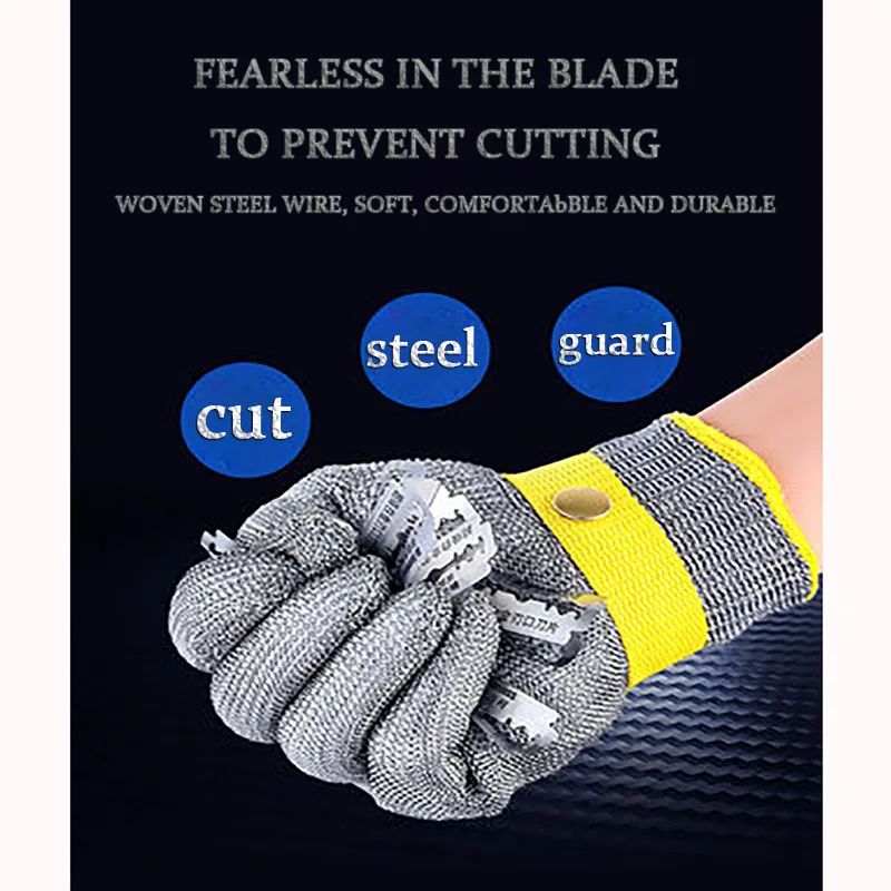 

Stainless Steel Anti-cutting Gloves Grade 5 Safety Gloves For Meat Cutting And Other Daily Protection Complimentary White Gloves