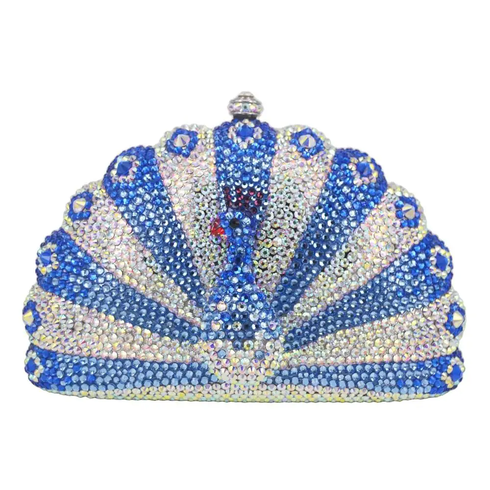Peacock Bags-BLUE Роскошные вечерние сумочки с павлином, клатчи с животными, синие вечерние сумочки с кристаллами, дамские сумочки для выпускного вечера, сумки из бутика P08 - Цвет: Peacock Bags-BLUE
