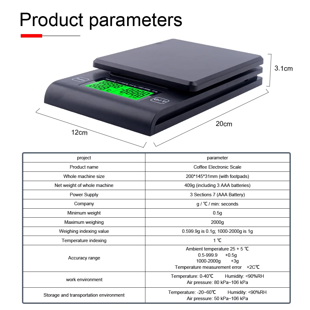 Цифровые весы для кофе с таймером температурный зонд электронные кухонные ЖК