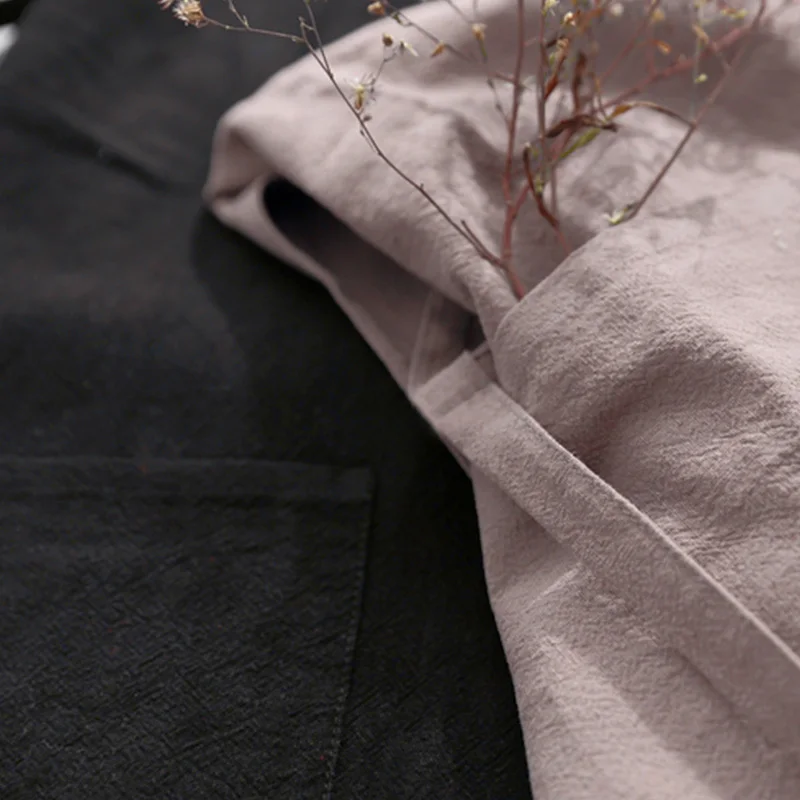 Короткий высококачественный моющийся супер большой фартук из хлопка и льна для