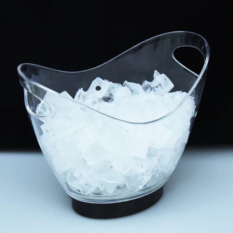 

Transparent Colorful LED Light Gradient Ice Bucket Bar Wine Trough Glass Holder 27RF