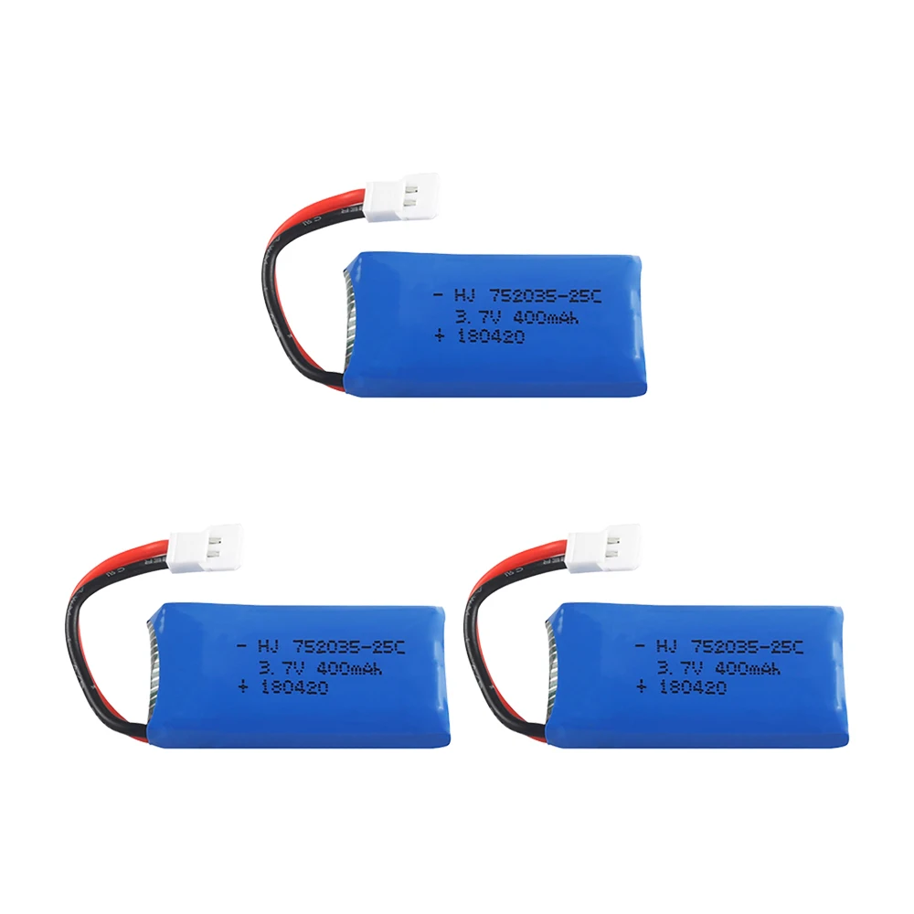 3 шт 7 V 400mAh 752035 25C Дрон с перезаряжаемым аккумулятором Lipo Батарея для дрона