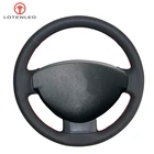 Черный чехол на руль LQTENLEO из натуральной кожи для Dacia (Renault) Duster 2010-2016 Sandero лодgy Logan Dokker 2012-2017