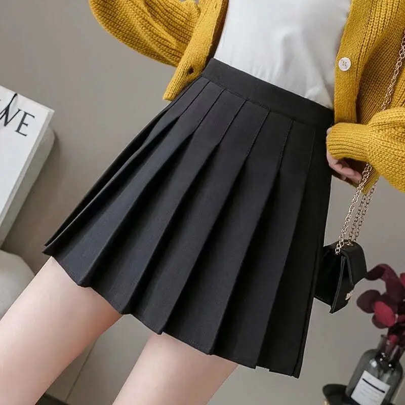 

Women Skirt 2021 High Waist Preppy Style Student Pleated Skirts Female Cute Sweet Girls Dance Mini Skirt