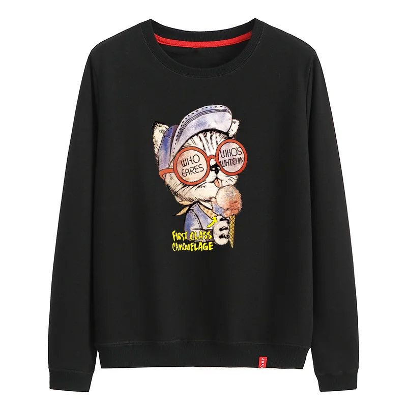 Женская хлопковая толстовка с длинным рукавом и круглым вырезом|Женские