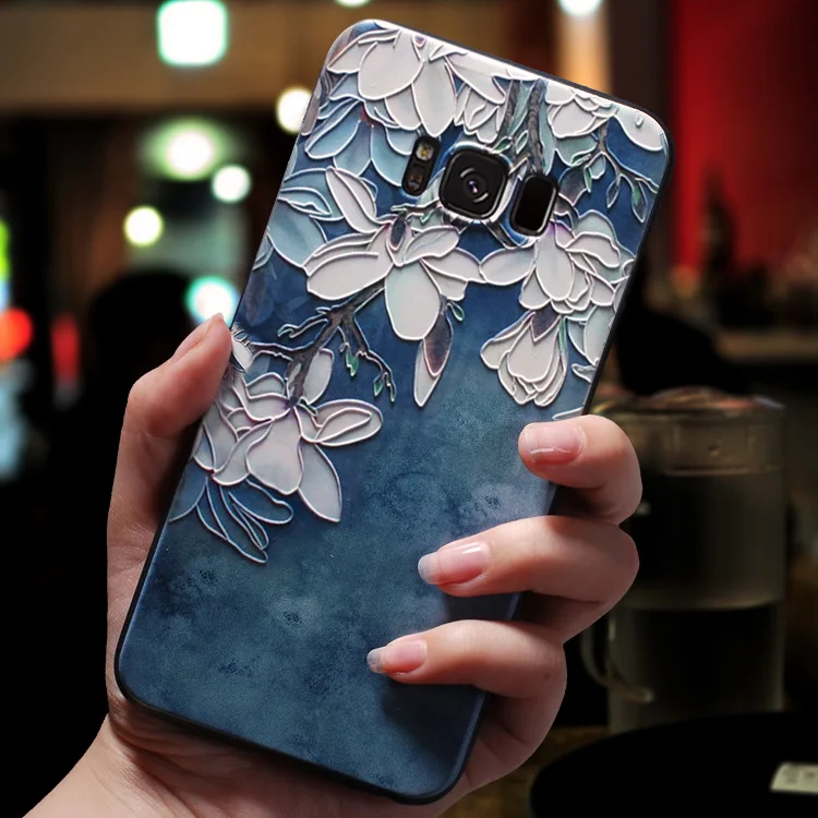 Чехлы для телефонов Samsung Galaxy S8 S9 S10 Plus чехол с 3d тиснением винтажный цветочный цвет