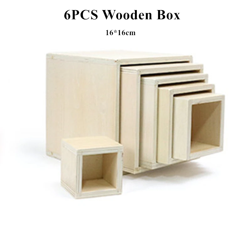 6pcs Wood Box 12 шт. натуральные деревянные радужные блоки, штабелеры, деревянные игрушки для детей, строительные блоки, набор форм, коробка Монтессори, обучающая игрушка в подарок - Цвет: 6pcs Wood Box