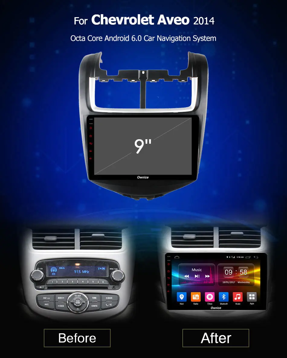 Ownice carplay Android 10 car Radio player gps navi eight core 4GB RAM 64 GB ROM 2 Din support 4G LTE for Chevrolet AVEO 2014 | Автомобили
