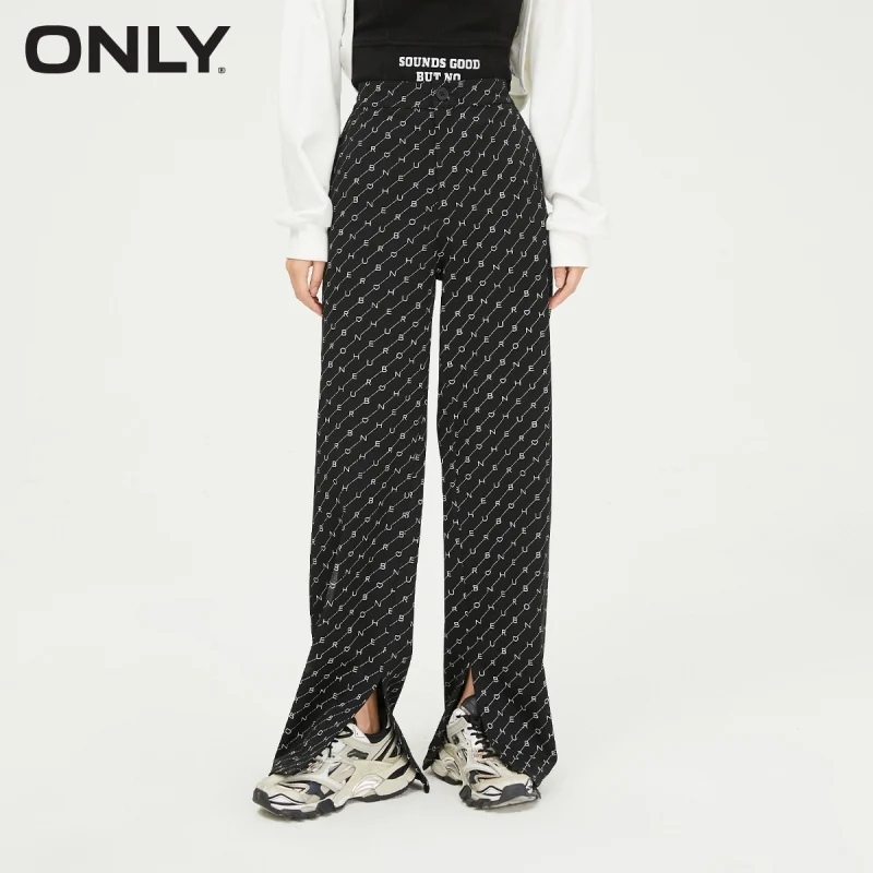

ONLY winter new style full print loose wide-leg casual pants women | 121314035