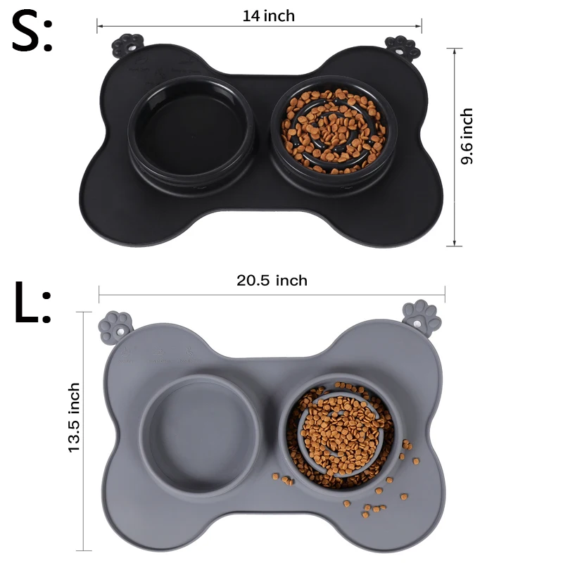 

Slow Feeder Dog Bowls 3 IN 1 Silicone Folding Bowl Non-slip Dog Double Bowl Healthy Design Dog Bowls Outdoor Portable Dog Bowl