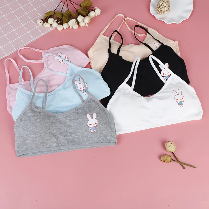 

Нижнее белье для девочек-подростков, тренировочный бюстгальтер, тонкие бретельки с чашечками, детское хлопковое нижнее белье, жилет, топ