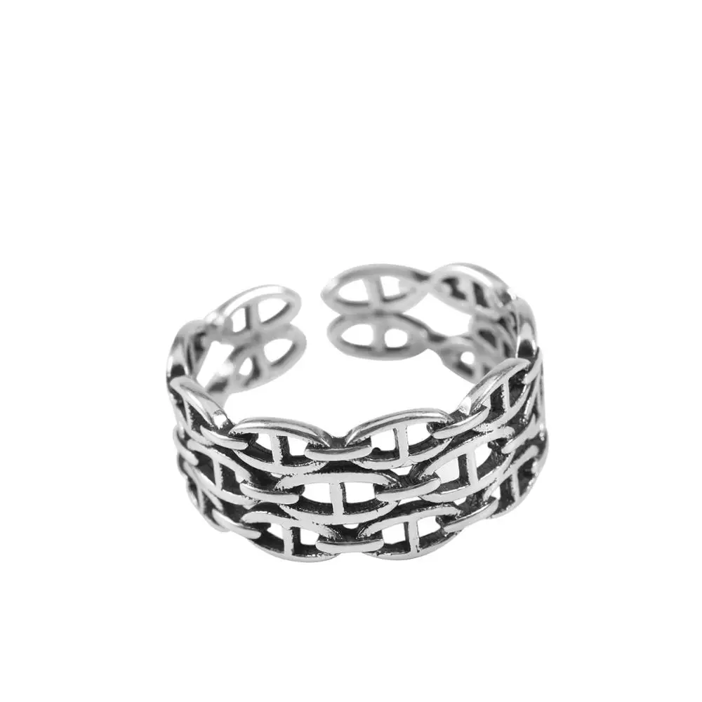 Женское кольцо с сеткой в оплетке из серебра 925 пробы | Украшения и аксессуары