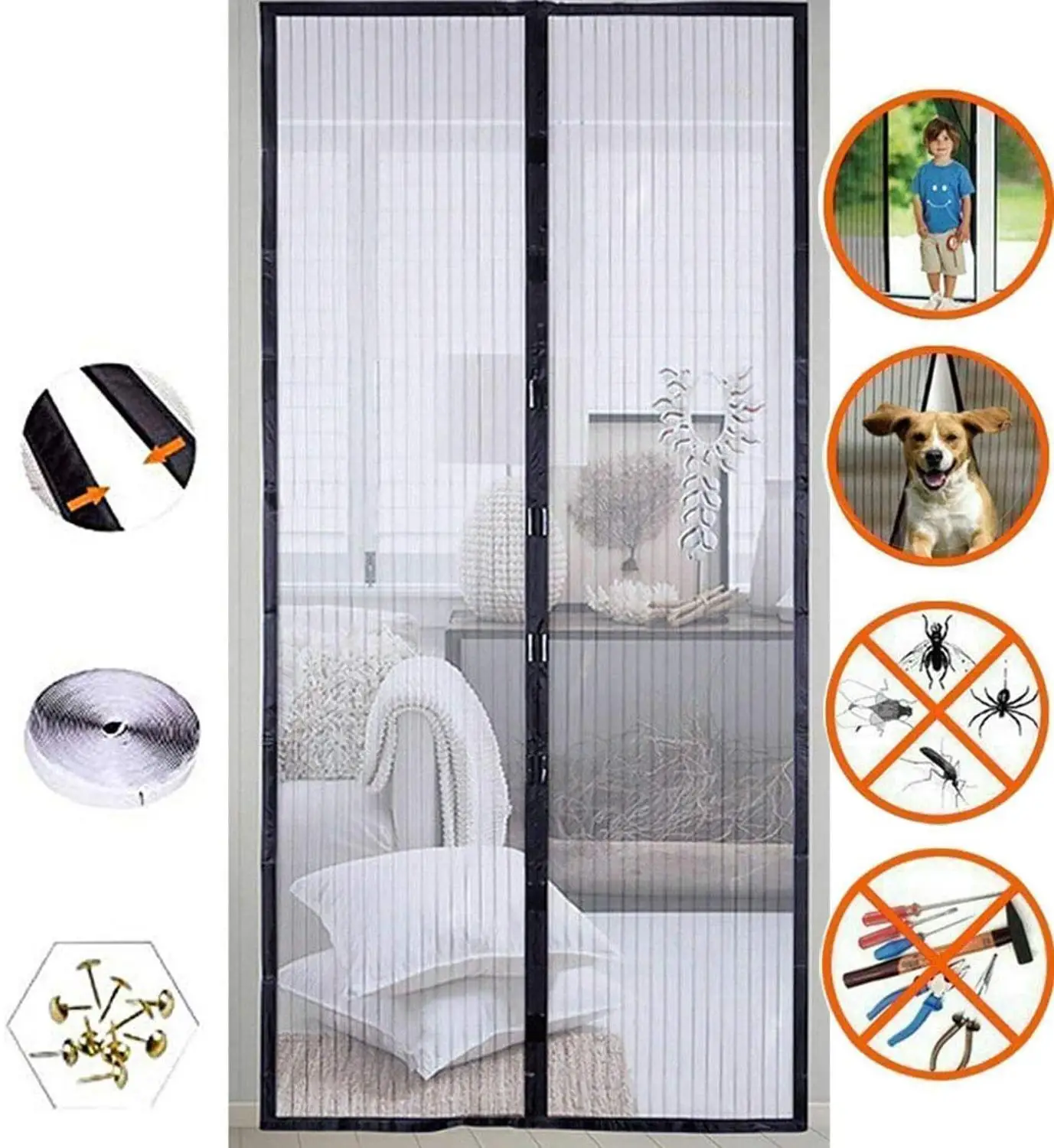 

2020 Summer Magnetic Mosquito Net Door Anti Mosquito Insect Fly Bug Curtains Automatic Closing Door Magnetic Door Mosquito Net