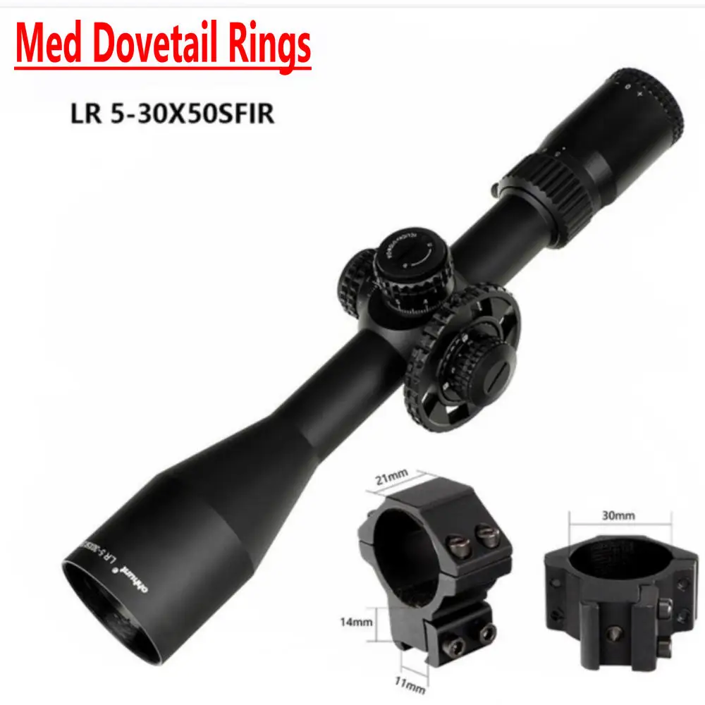 Med Dovetail Rings Тактический ohhunt LR 5-30x50 SFIR охотничий прицел стекло травление сетка Красная подсветка Боковая регулировка параллакса турреты замок Сброс прицел - Цвет: Med Dovetail Rings