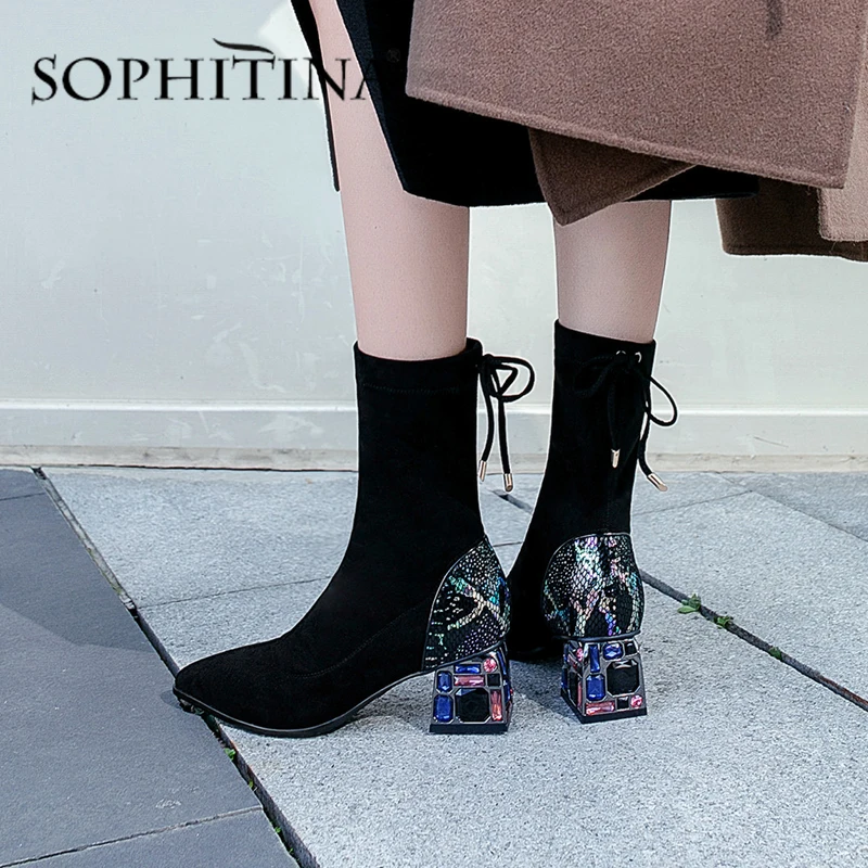 SOPHITINA/Модные женские ботинки из флока Новые дизайнерские разноцветные вечерние