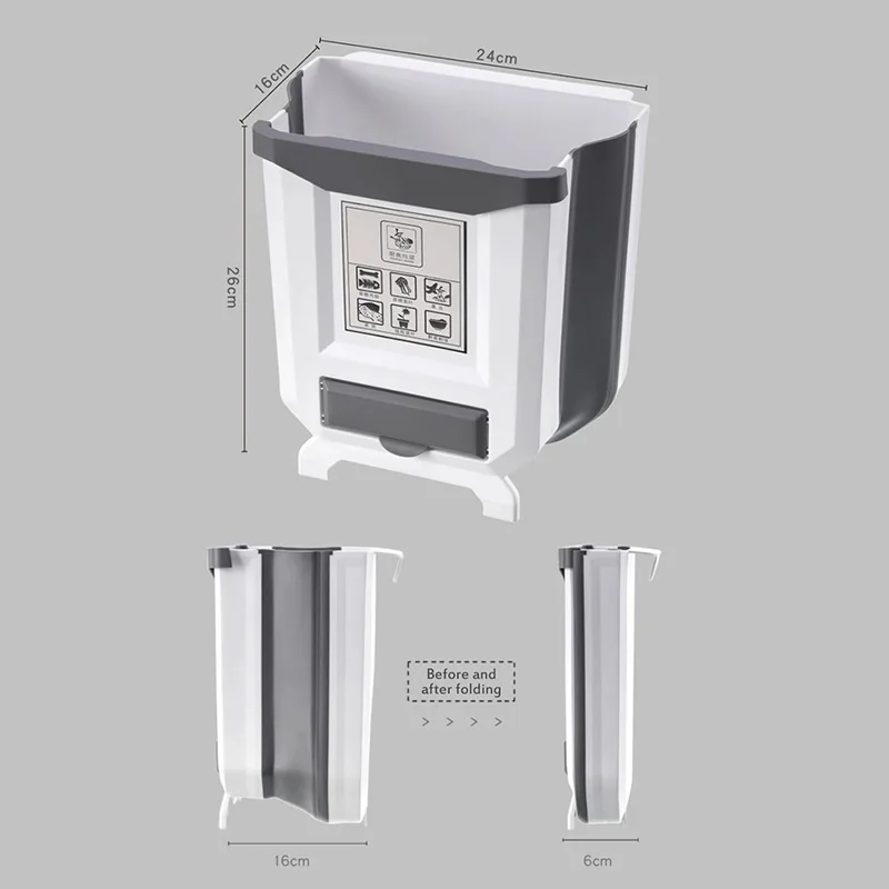 new folding waste bin kitchen cabinet door hanging trash bin trash can wall mounted trashcan for bedroom toilet waste storage free global shipping