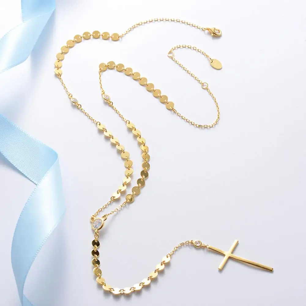 

925 Sterling Silver 3A Grade Cubic Zirconia Wedding Long Chain Cross Y Necklaces for Women Birthday Gifts 6pcs Lot Wholesale