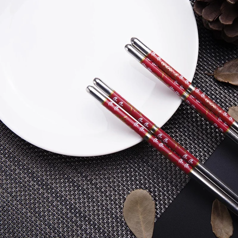 

New 1 Pair Stainless Steel Chopsticks Reusable Chopsticks Non-Slip Sushi Food Chinese Gift tableware set Kitchen palillos chinos