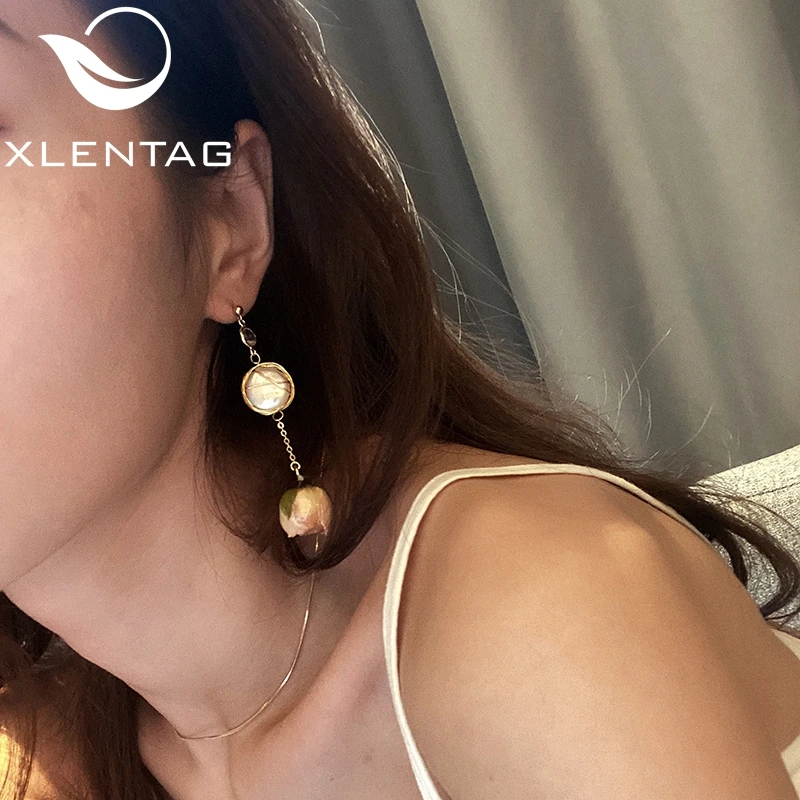 Серьги XlentAg из натурального пресноводного жемчуга в стиле барокко для женщин