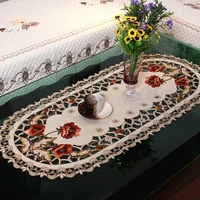 simple design table runner flag shaped embroidered polyester coffee tea desk tablecloth placemat decor
