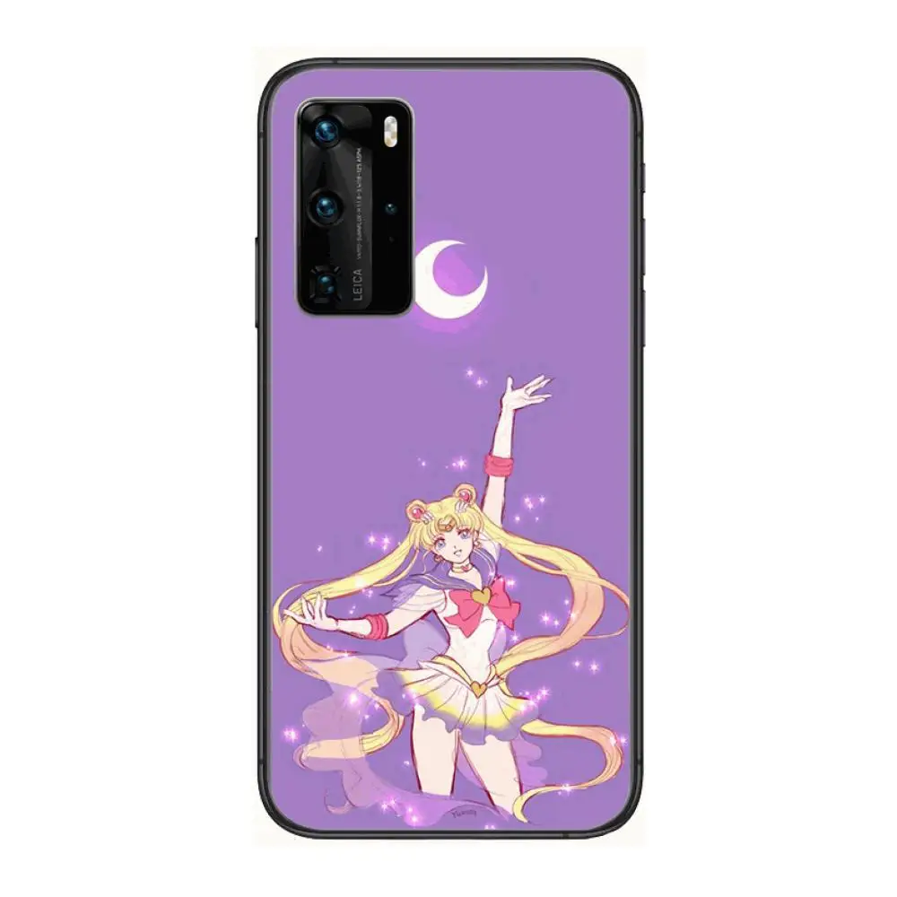 

Anime Sailor Moon Phone Case For Huawei P 40 30 20 10 9 8 Lite E Pro Plus Black Etui Coque Painting Hoesjes comic fashion