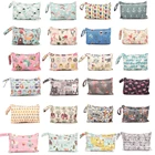 Для 15*22,5 см сумки для подгузников с одной застежкой-молнией Водонепроницаемый Многоразовые Мокрый сухой сумки с героями мультфильмов платье с карманами и рисунком сумка из узорчатой ткани пуль Мини дорожная сумка